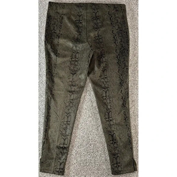 Zac & Rachel Womens Skinny Ankle Leggings Pants Olive Snakeskin NEW Size Large - Picture 5 of 6